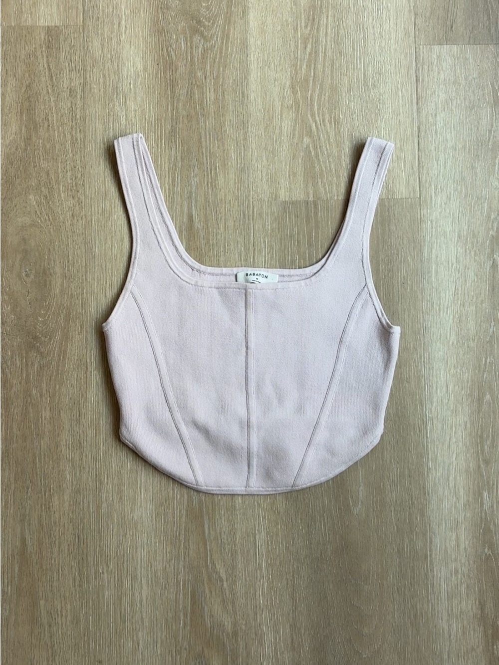 Babaton Aritzia Light Blush Pink Scoop-Front Tank Sculpt Knit Bustier - Size M